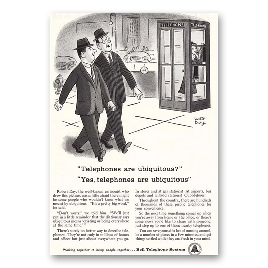 1957 Bell Telephone Telephones are Ubiquitous Vintage Magazine Print Ad