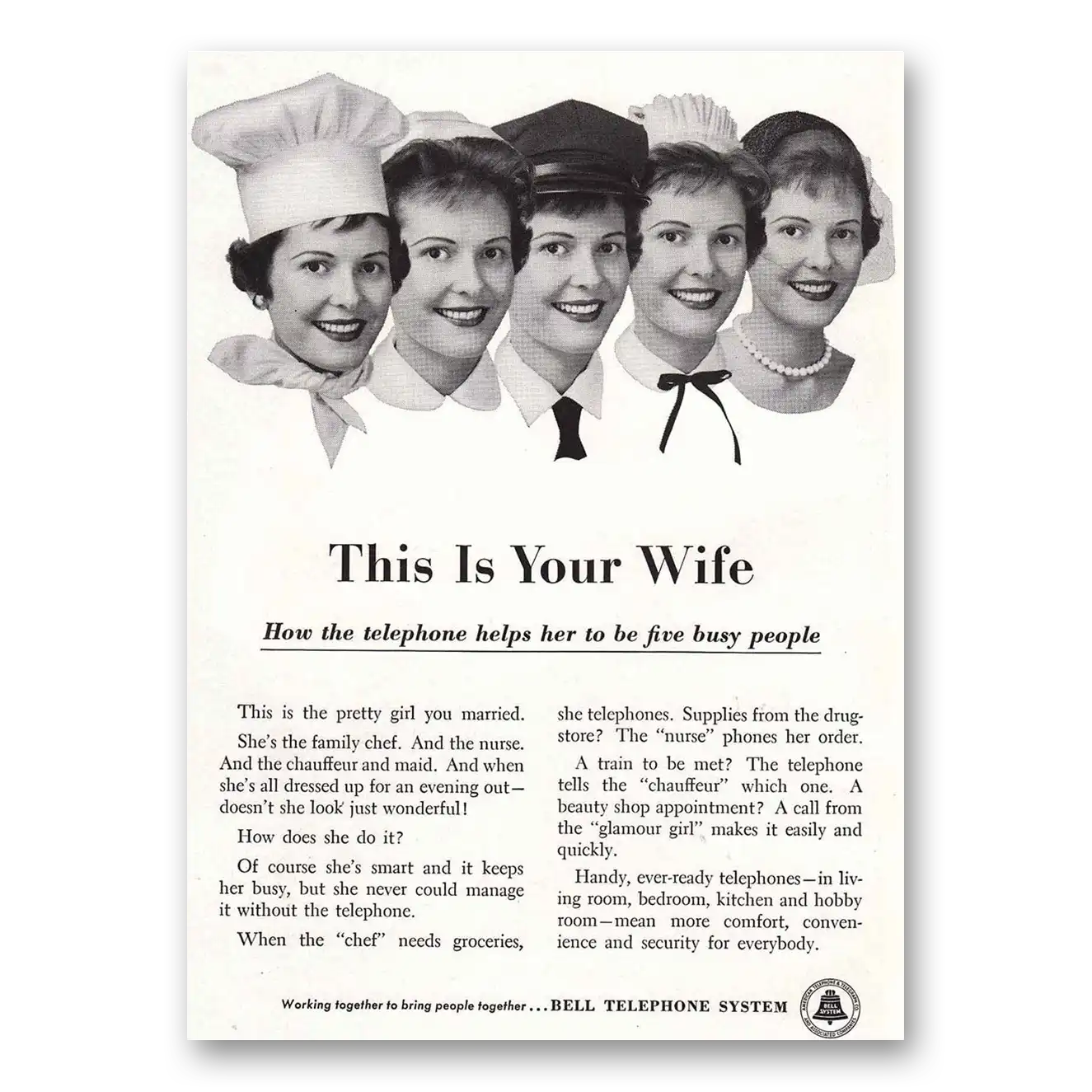 1957 Bell Telephone This is Your Wife Vintage Magazine Print Ad