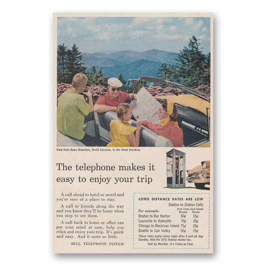 1957 Bell Telephone Makes It Easy to Enjoy Your Trip Vintage Magazine Print Ad