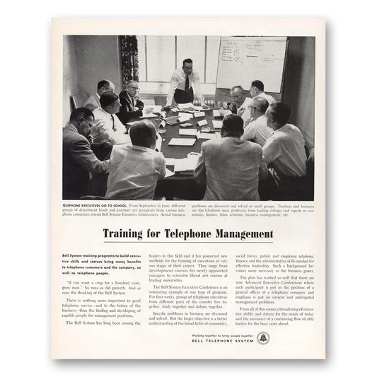 1957 Bell Telephone Training for Telephone Management Vintage Magazine Print Ad