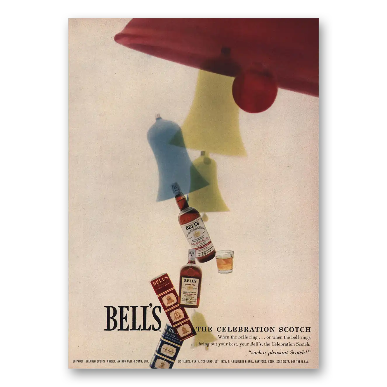 1957 Bells Whisky The Celebration Scotch Vintage Magazine Print Ad