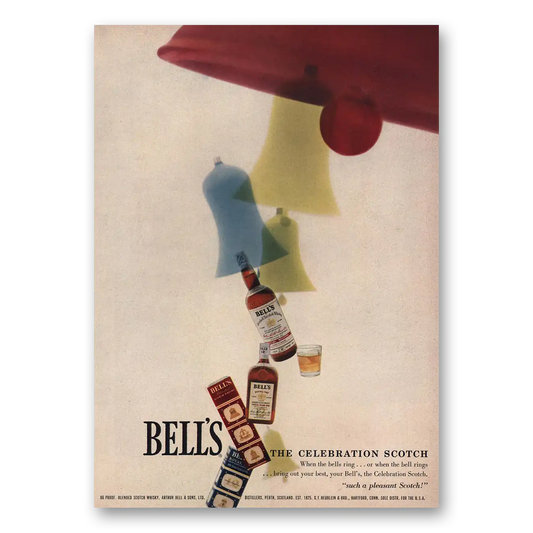 1957 Bells Whisky The Celebration Scotch Vintage Magazine Print Ad