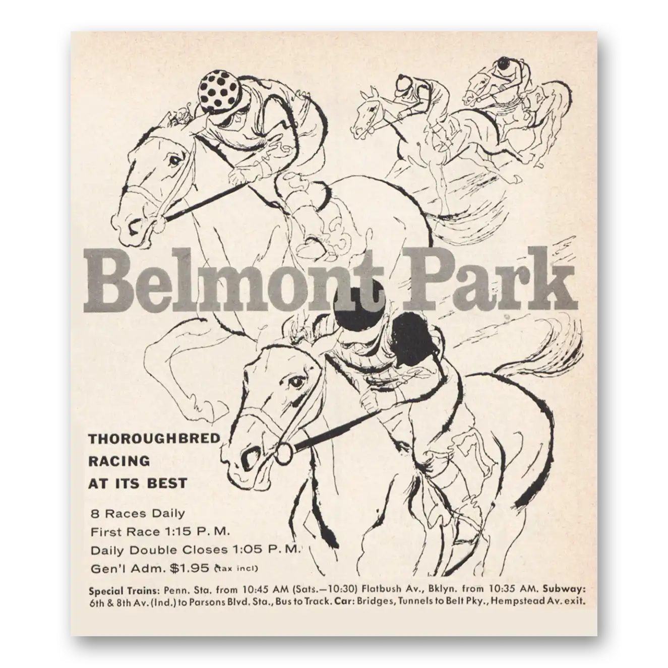 1957 Belmont Park Racing At Its Best Vintage Magazine Print Ad