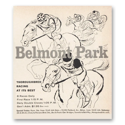 1957 Belmont Park Racing At Its Best Vintage Magazine Print Ad