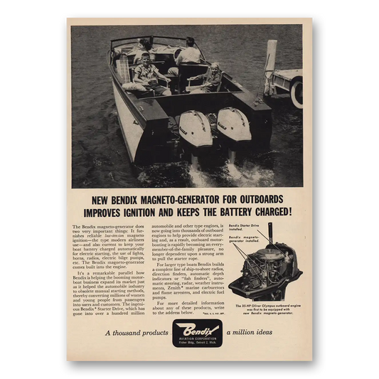 1957 Bendix Aviation Magneto Generator Vintage Magazine Print Ad