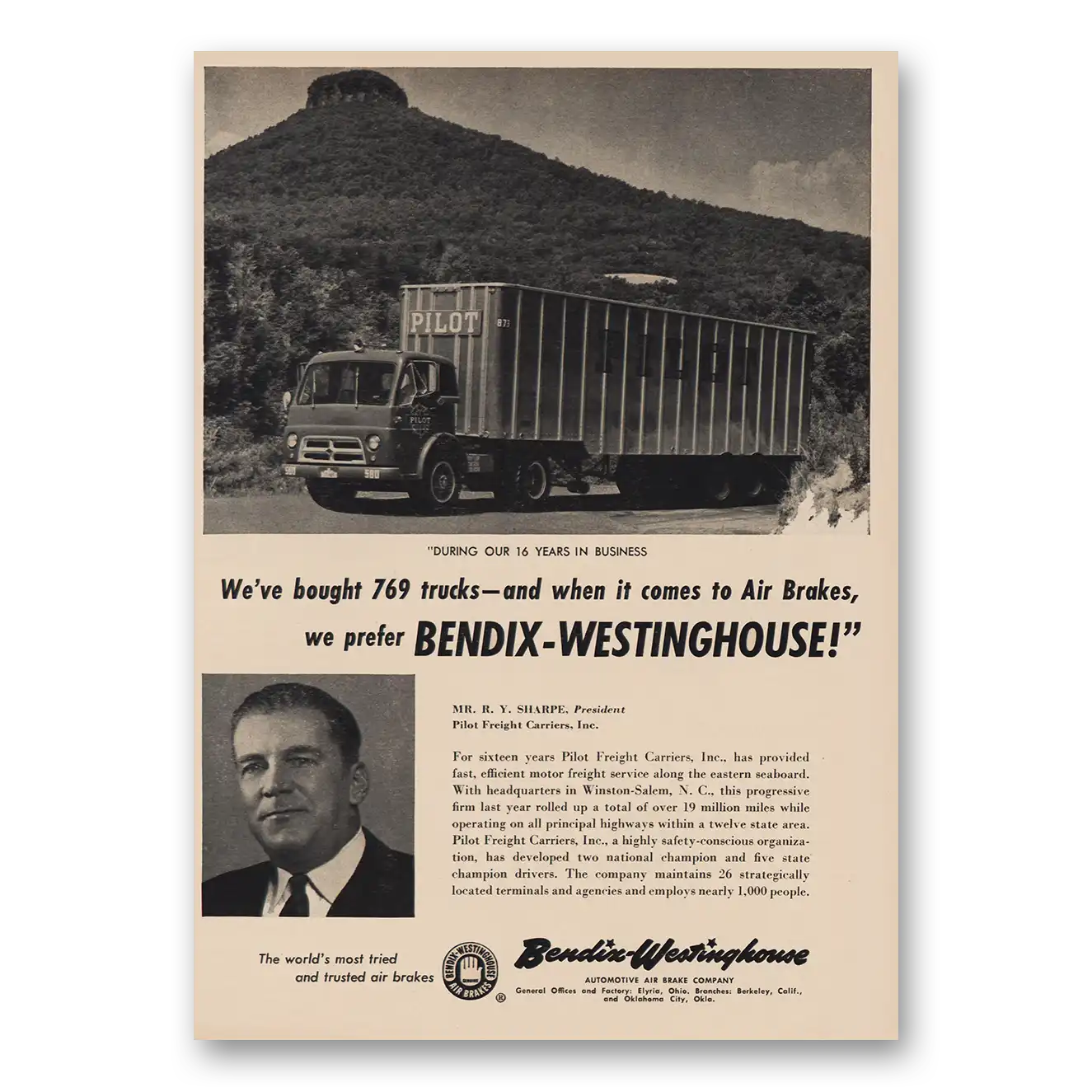 1957 Bendix Westinghouse Pilot Freight Carriers Vintage Magazine Print Ad