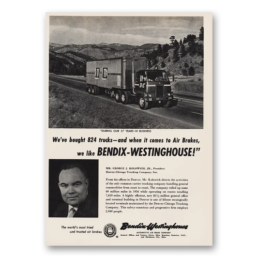 1957 Bendix Westinghouse Denver Chicago Trucking Vintage Magazine Print Ad