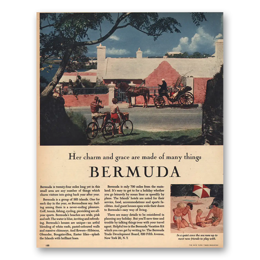 1957 Bermuda Her Charm and Grace Vintage Magazine Print Ad