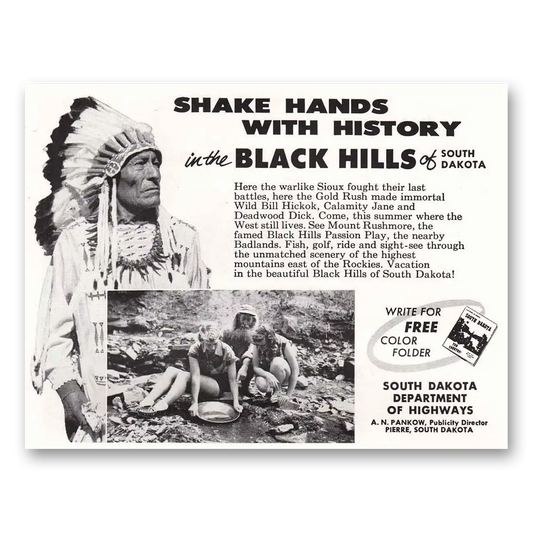 1957 South Dakota Shake Hands With History Vintage Magazine Print Ad