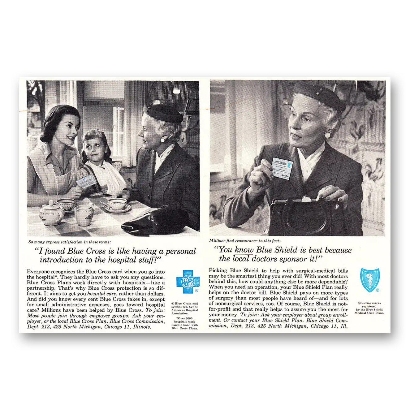 1957 Blue Cross Insurance Like Having a Personal Introduction to Hospital Staff Vintage Magazine Print Ad