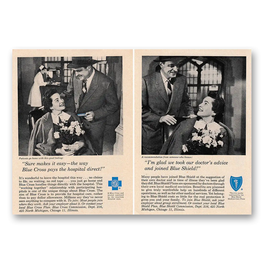 1957 Blue Cross Insurance Pays the Hospital Direct Vintage Magazine Print Ad