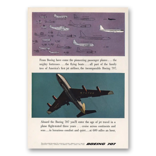 1957 Boeing 707 Pioneering Passenger Planes Vintage Magazine Print Ad