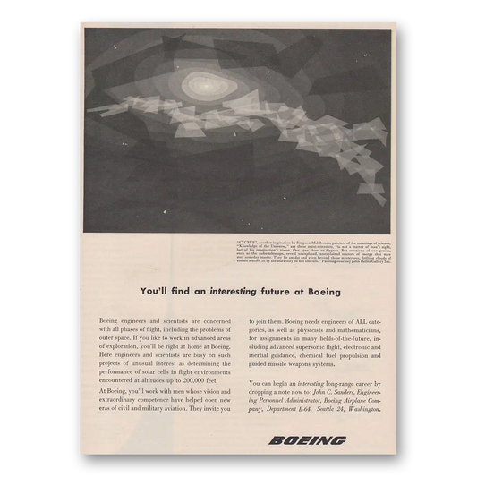 1957 Boeing Find an Interesting Future Vintage Magazine Print Ad