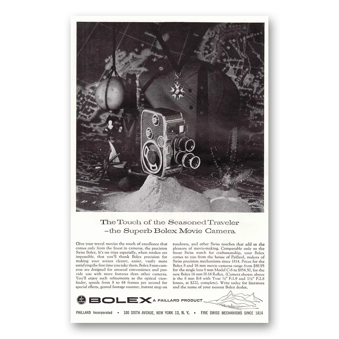 1957 Bolex Movie Camera Movie Cameras Seasoned Traveler Vintage Magazine Print Ad