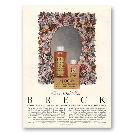 1957 Breck Shampoo Beautiful Hair Vintage Magazine Print Ad