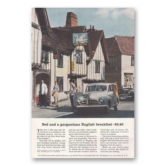 1957 Britain Swan Hotel Vintage Magazine Print Ad