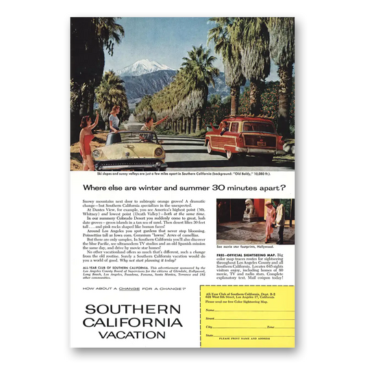 1957 Southern California Old Baldy Vintage Magazine Print Ad