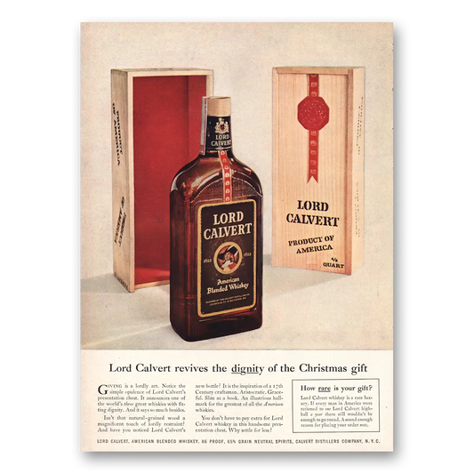 1957 Lord Calvert Whiskey Revives Dignity Christmas Gift Vintage Magazine Print Ad