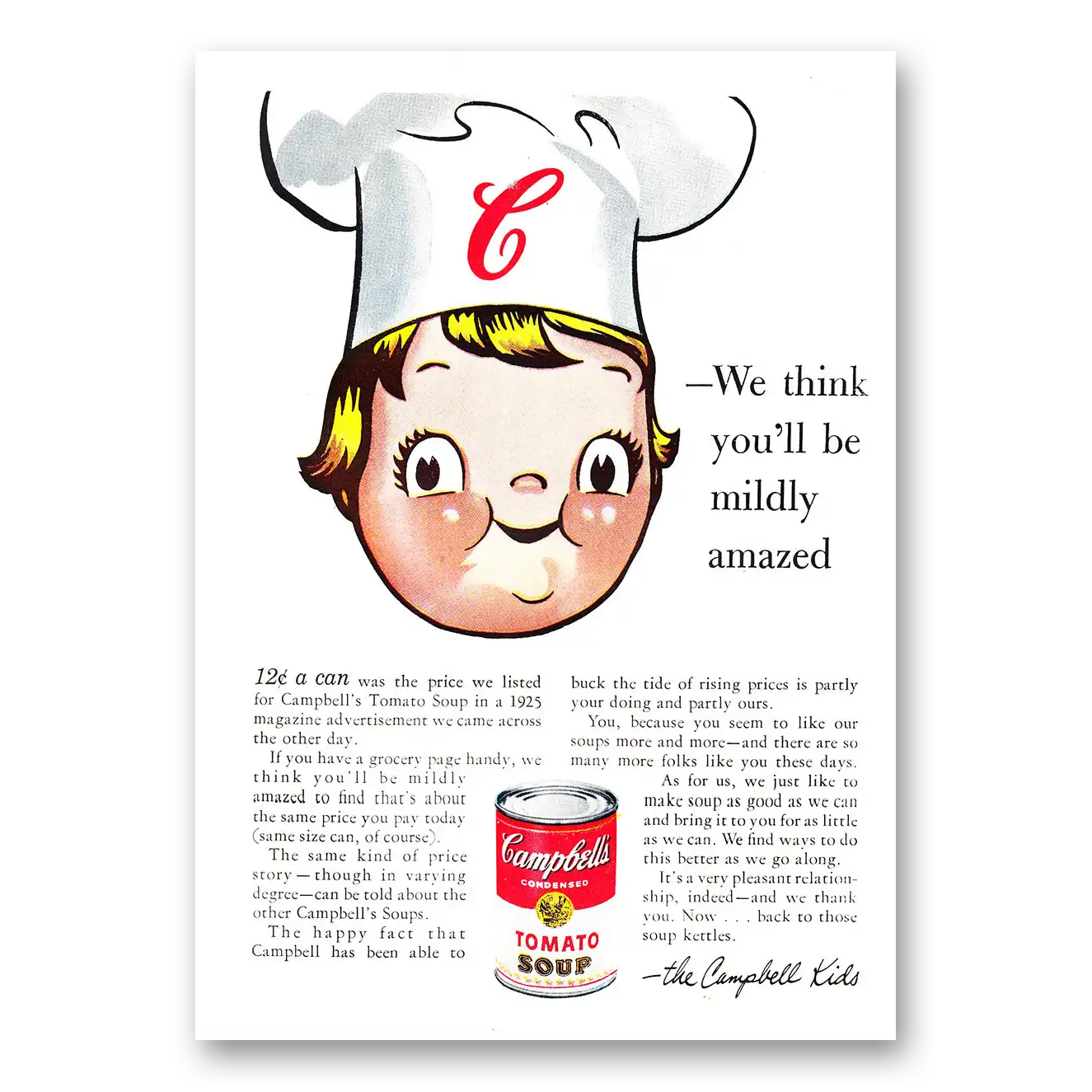 1957 Campbells Tomato Soup We Think Be Mildly Amazed Vintage Magazine Print Ad