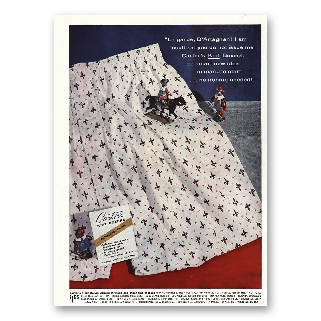 1957 Carters Boxer Shorts En Garde Vintage Magazine Print Ad