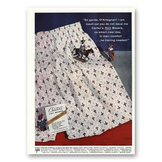 1957 Carters Boxer Shorts En Garde Vintage Magazine Print Ad