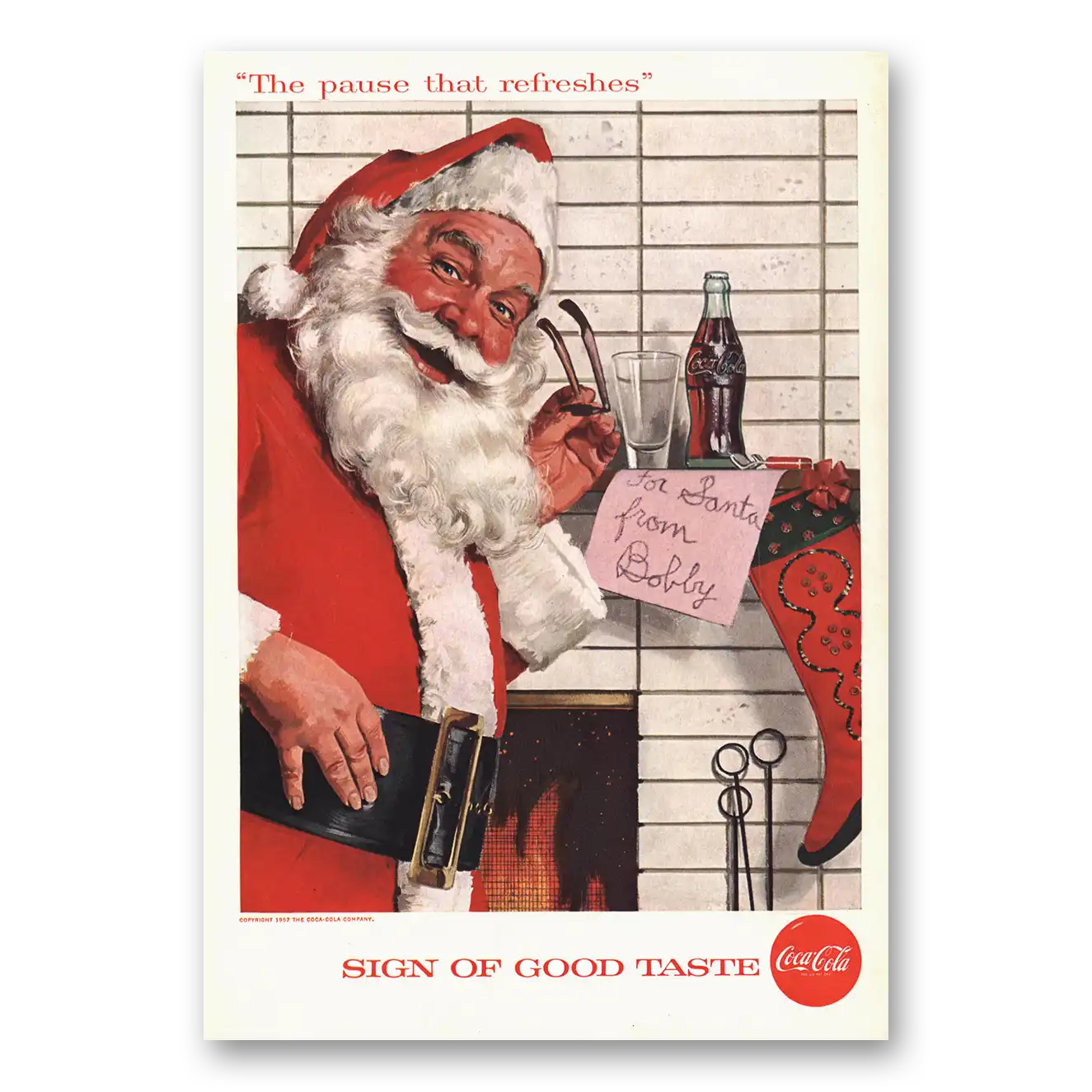 1957 Coca Cola Santa Letter Vintage Magazine Print Ad