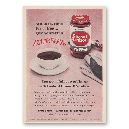 1957 Chase & Sanborn Coffee Give Yourself a Flavor Break Vintage Magazine Print Ad