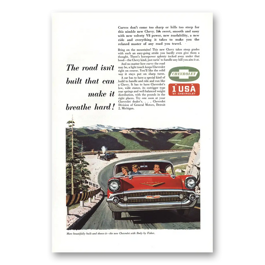 1957 Chevrolet Can Make It Breathe Hard Vintage Magazine Print Ad