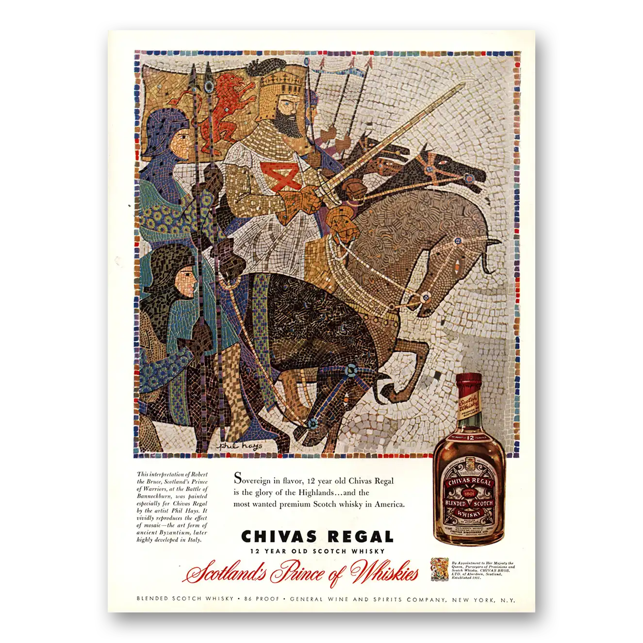 1957 Chivas Regal Robert of Bruce Scotlands Prince of Warriors Vintage Magazine Print Ad