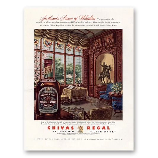 1957 Chivas Regal Scotlands Prince of Whiskies Vintage Magazine Print Ad