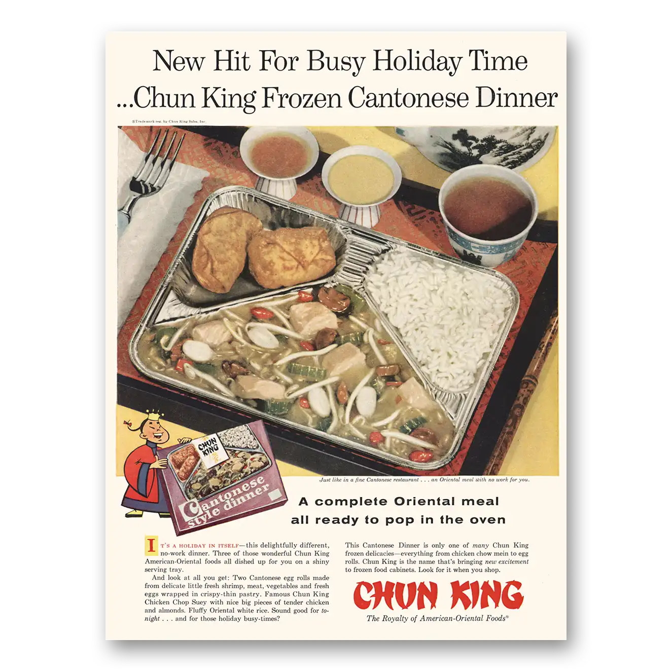 1957 Chun King Frozen Cantonese Dinner Vintage Magazine Print Ad