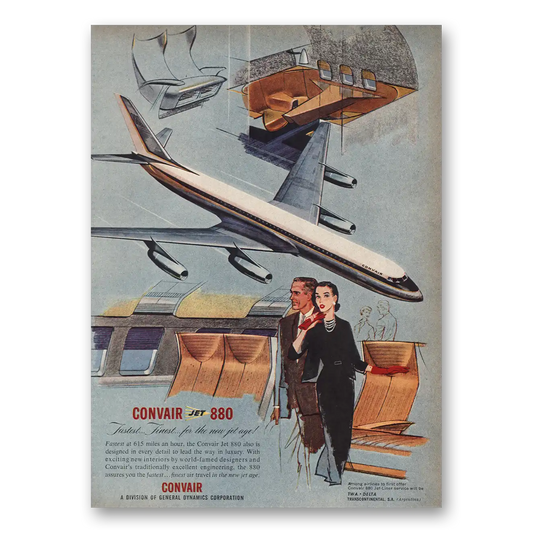 1957 Convair Jet 880 Fastest Finest Vintage Magazine Print Ad