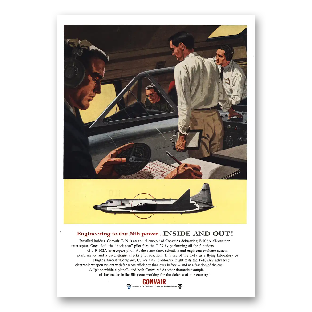 1957 Convair Engineering to Nth Power Vintage Magazine Print Ad