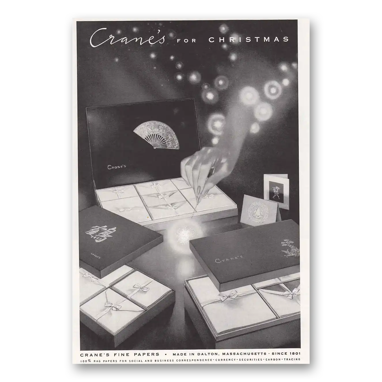 1957 Cranes Fine Papers Cranes for Christmas Vintage Magazine Print Ad