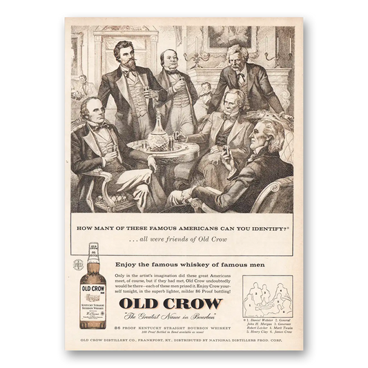 1957 Old Crow Famous Americans Can You Identify Vintage Magazine Print Ad