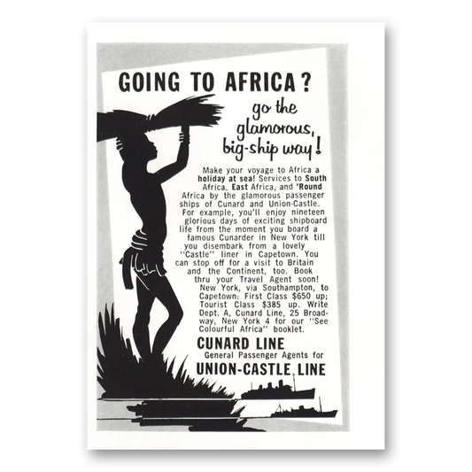 1957 Union Castle Line Africa Glamorous Big Ship Way Vintage Magazine Print Ad