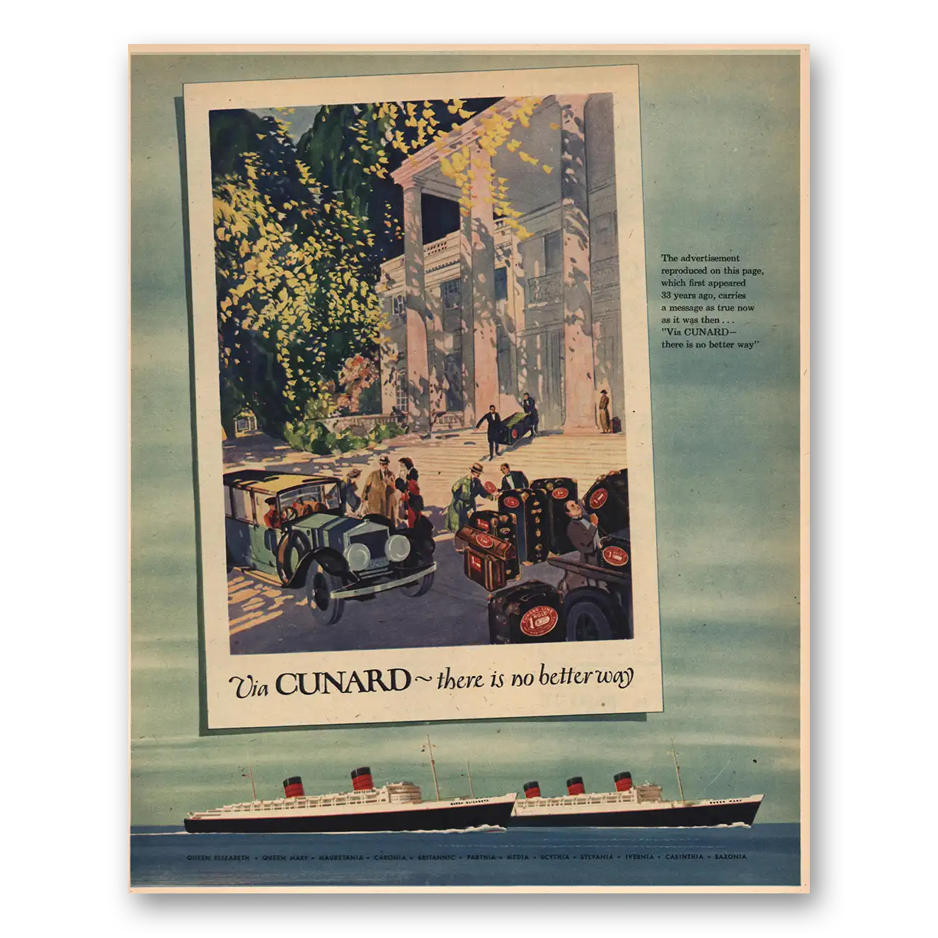 1957 Cunard There Is No Better Way Vintage Magazine Print Ad