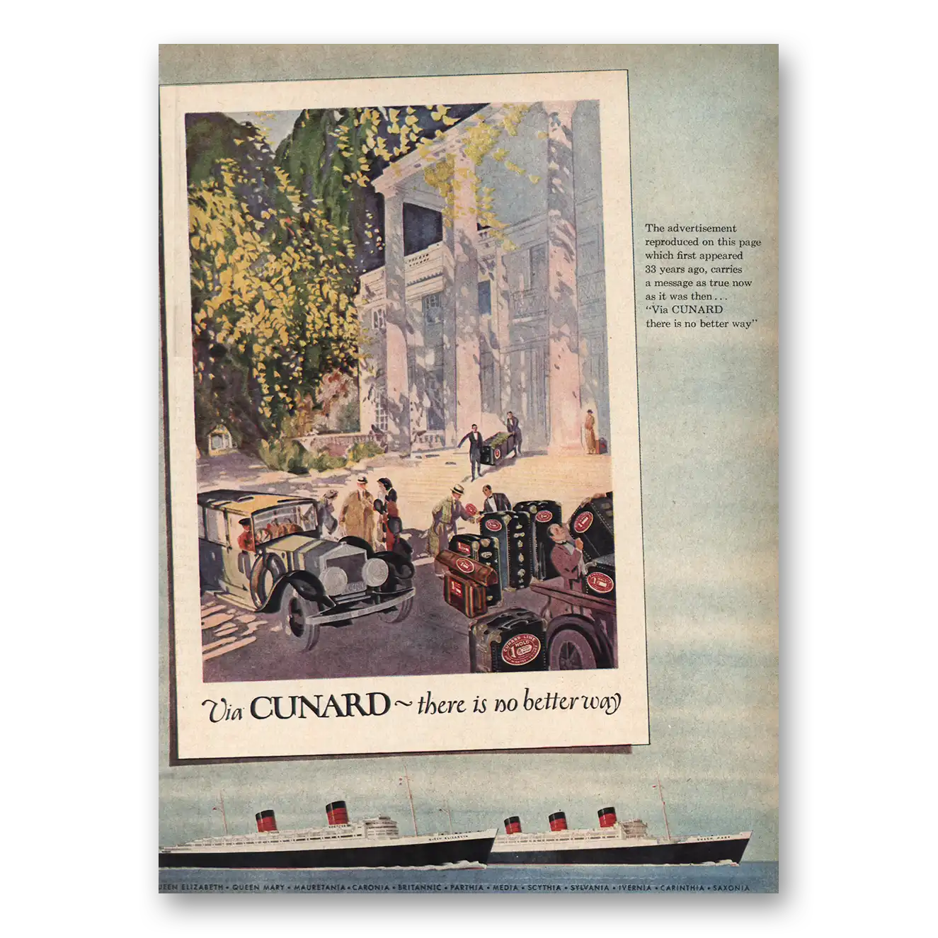 1957 Cunard There Is No Better Way Vintage Magazine Print Ad