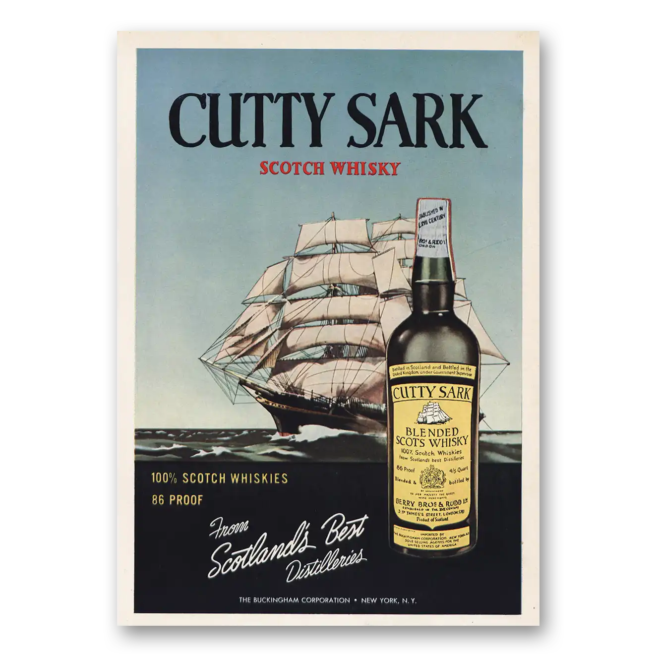 1957 Cutty Sark From Scotlands Best Distilleries Vintage Magazine Print Ad