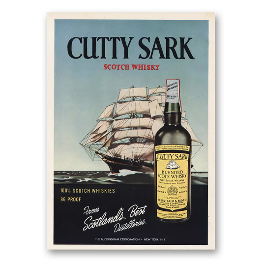 1957 Cutty Sark From Scotlands Best Distilleries Vintage Magazine Print Ad