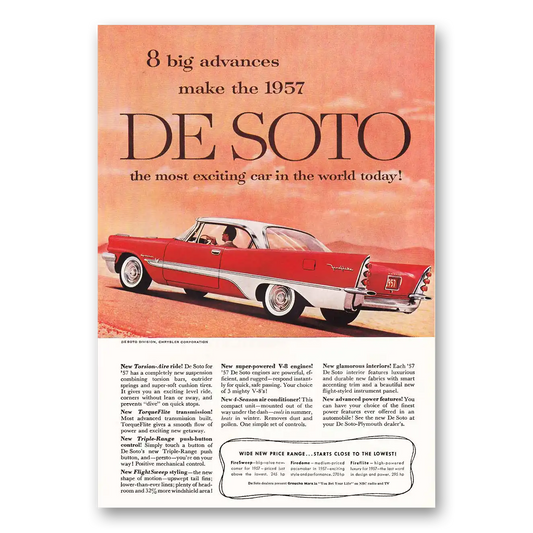 1957 DeSoto Big Advances Vintage Magazine Print Ad