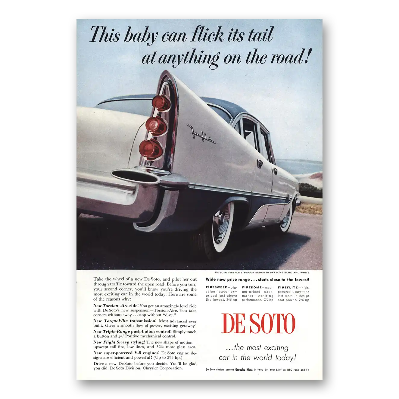 1957 DeSoto This Baby Can Flick Its Tail Vintage Magazine Print Ad