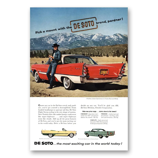 1957 DeSoto Fireflite Pick a Mount With the Desoto Brand Vintage Magazine Print Ad