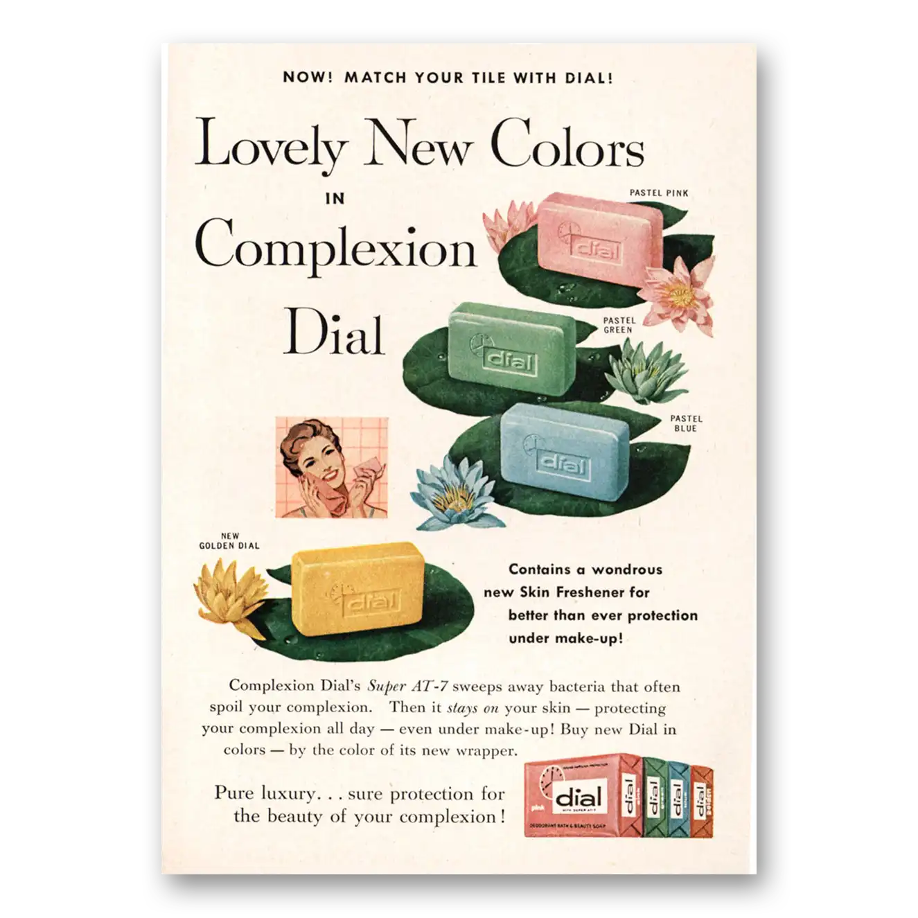 1957 Dial Soap Lovely New Colors Vintage Magazine Print Ad