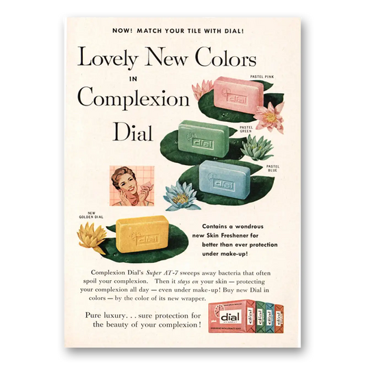 1957 Dial Soap Lovely New Colors Vintage Magazine Print Ad