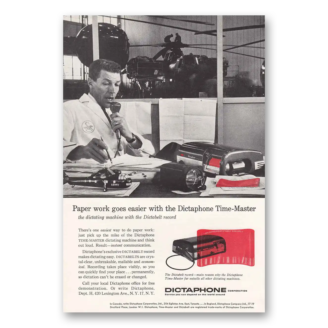 1957 Dictaphone Paper Work Army Vintage Magazine Print Ad