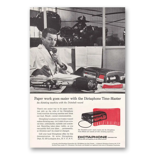 1957 Dictaphone Paper Work Army Vintage Magazine Print Ad