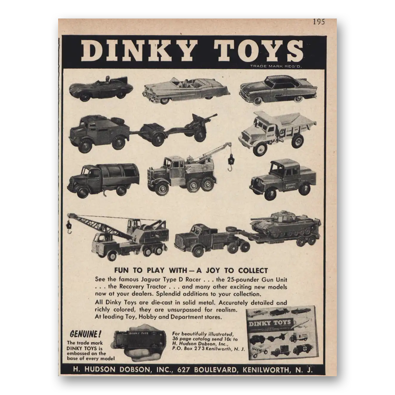 1957 Dinky Toys Fun To Play With Joy To Collect Vintage Magazine Print Ad