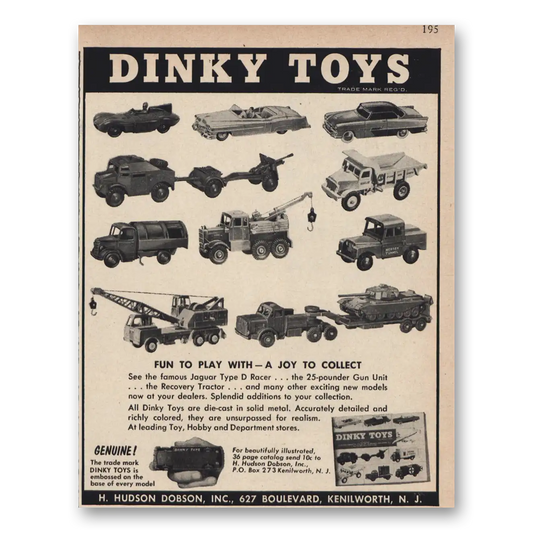 1957 Dinky Toys Fun To Play With Joy To Collect Vintage Magazine Print Ad