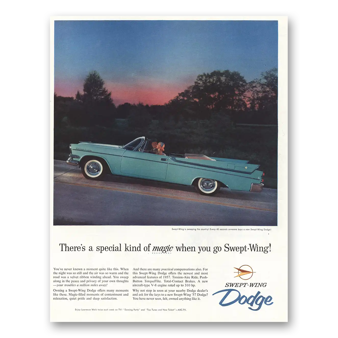 1957 Dodge Swept Wing Special Kind of Magic Vintage Magazine Print Ad